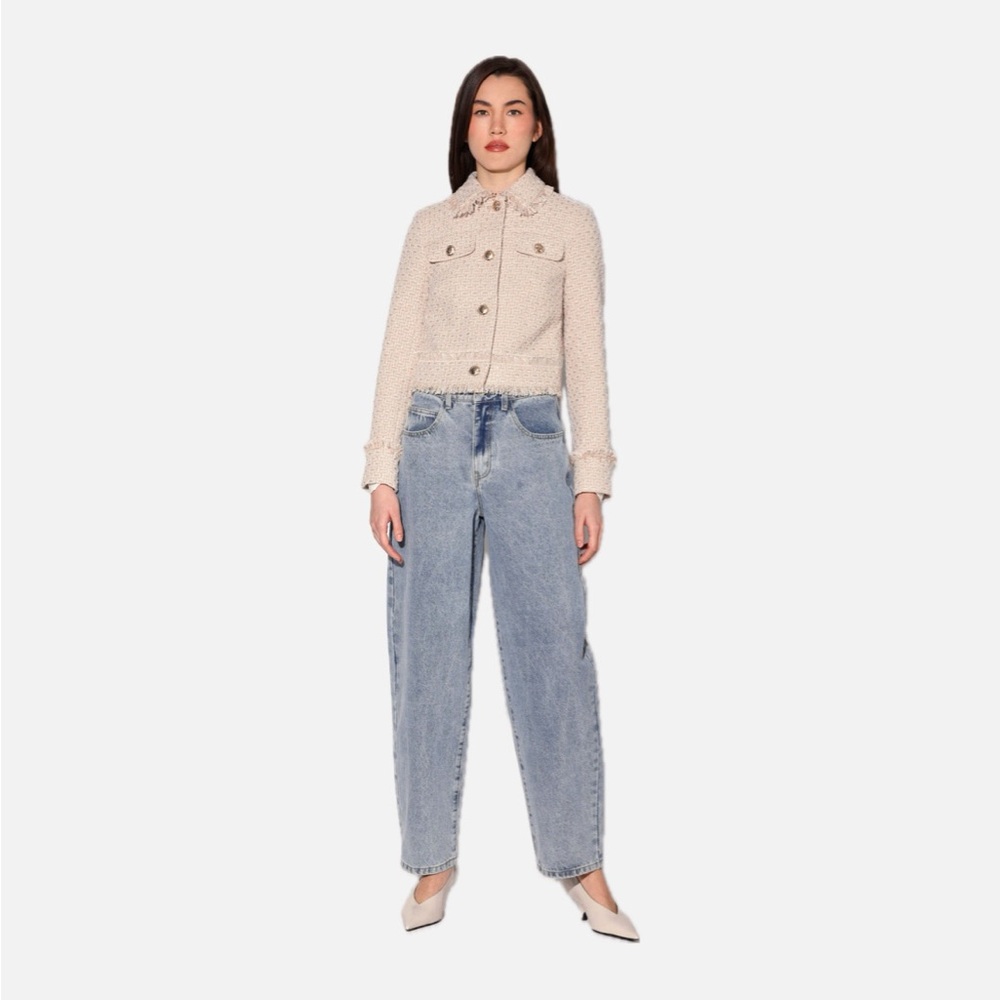 WALTER BAKER Declan Baja Tweed Boxy-Fit Jacket cream color - Picture 6 of 15